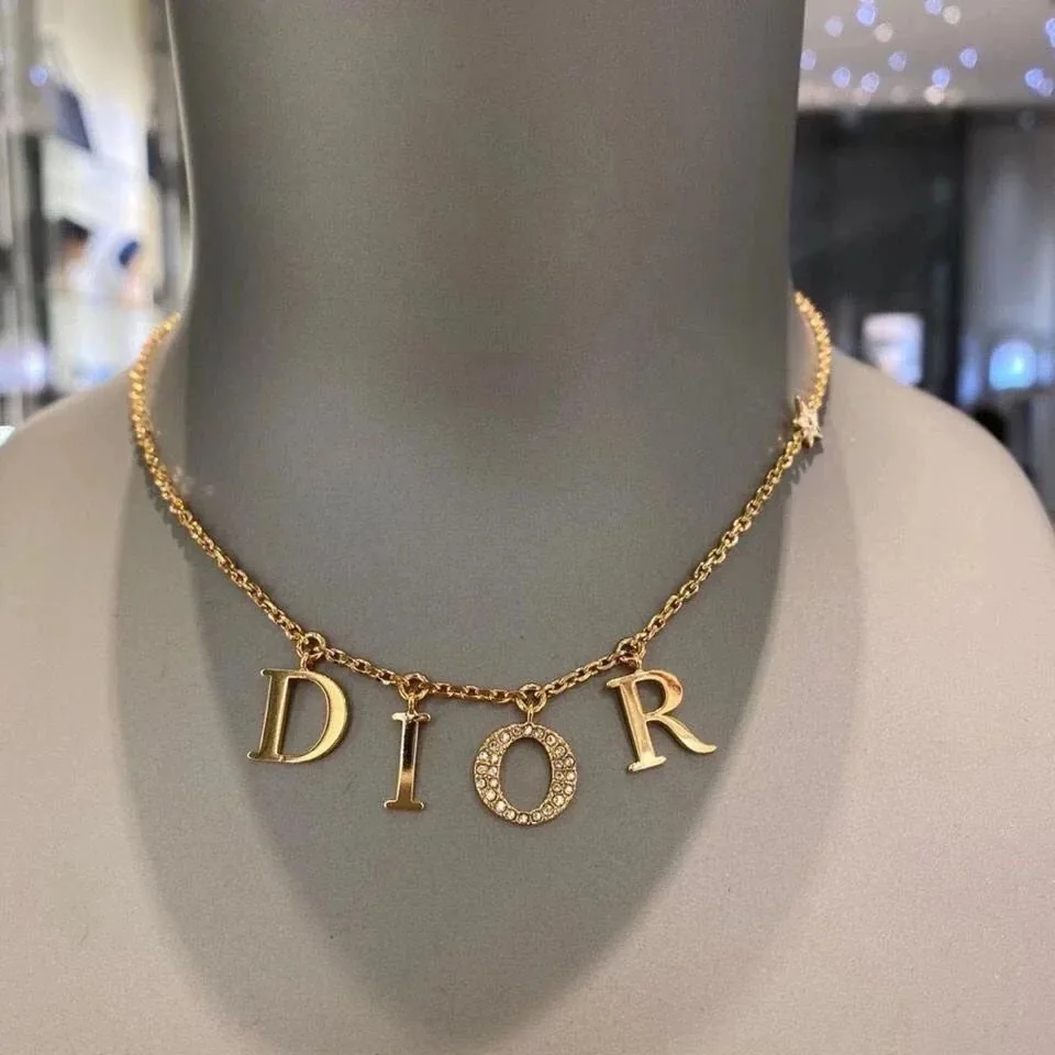 Letter Rhinestone Pendant Necklace