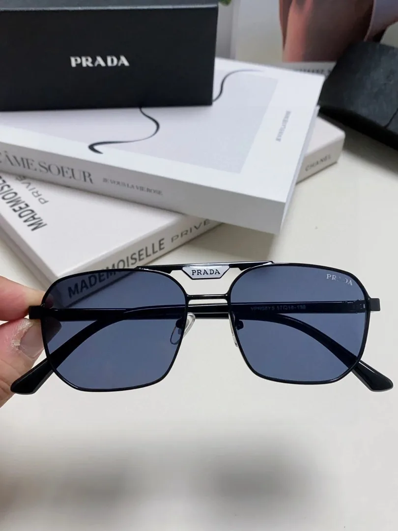 Prada Logo Square Aviator Sunglasses Blue — photo 4