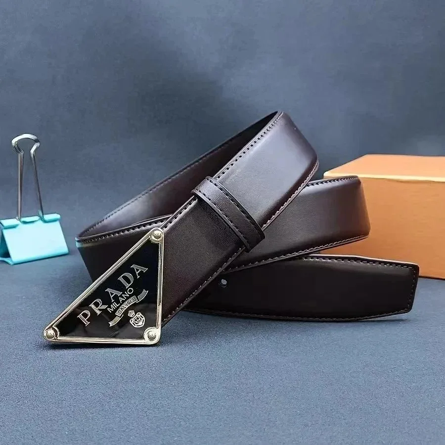 Prada Triangle Logo Leather Belt — QC