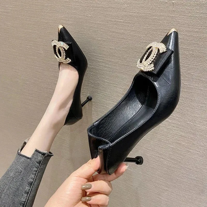 Chanel Black Rhinestone Buckle Heels — photo 3