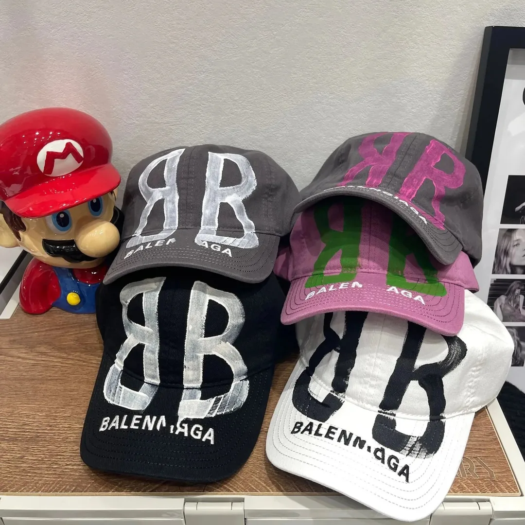 Balenciaga Grey Distressed Print Cap