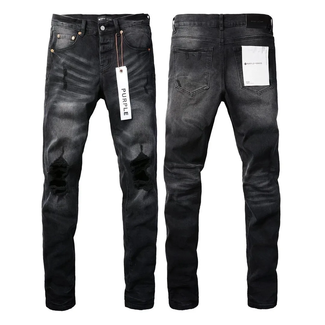 Purple Distressed Ripped Slim Jeans — photo 5