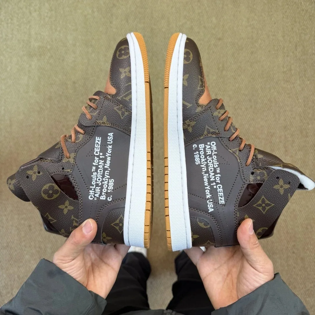 Jordan 1 High Triple Collab Monogram Sneakers With Trunk Cas — photo 4