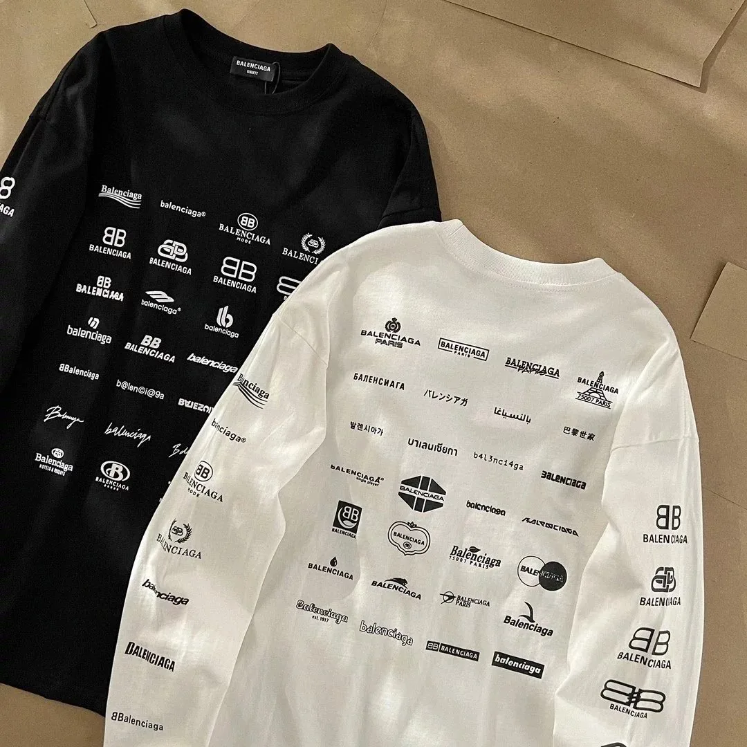 Balenciaga Allover Logo Long-Sleeve Tee — Photo 3