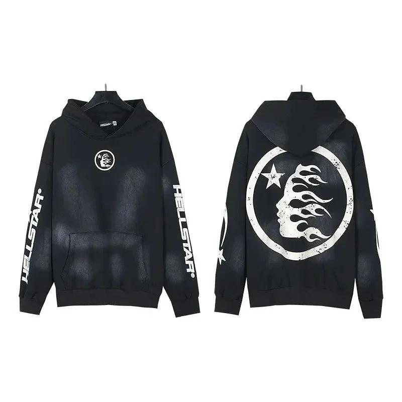 Hellstar Flame Face Washed Hoodie