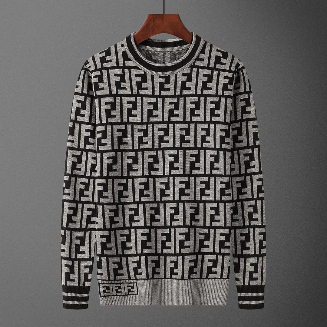 Letter Jacquard Crewneck Knit Sweater — Photo 3