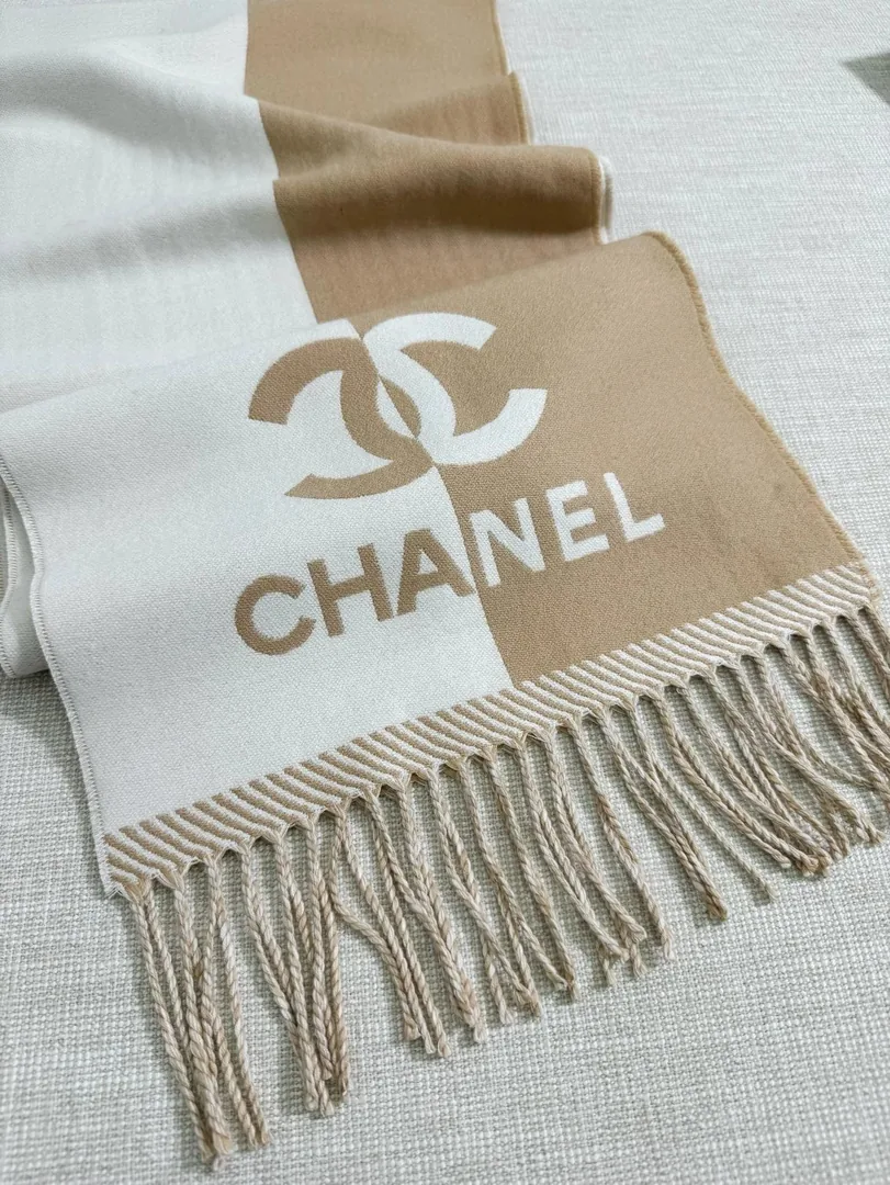 Two-Tone CC Wool Scarf — Photo 6
