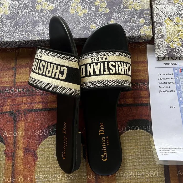 Dior Christian Dior Paris Embroidered Slides — QC