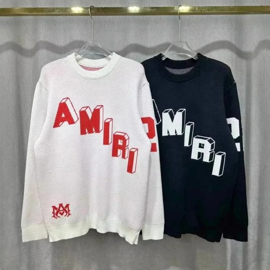 Letter Jacquard Distressed Crewneck Sweater — Photo 4