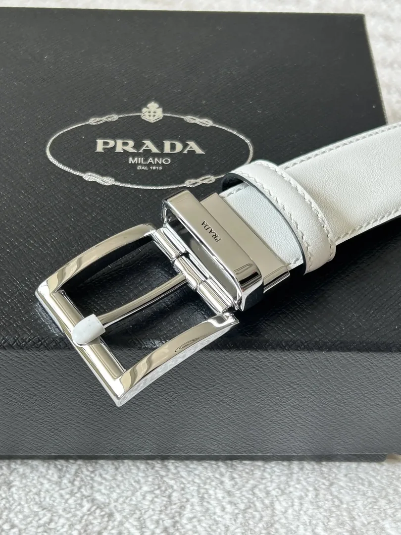 Prada Logo Buckle Leather Belt — QC