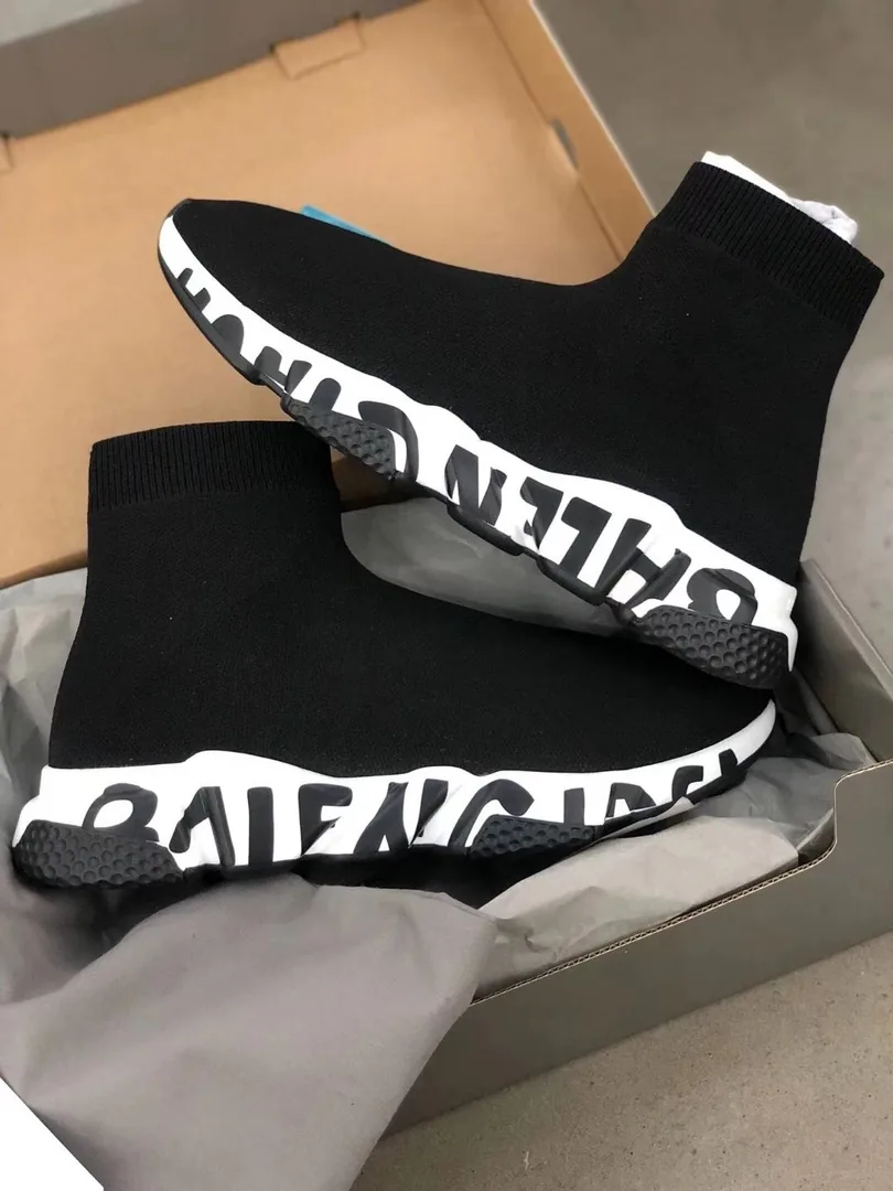 Balenciaga Speed Trainer Black Knit Sock Shoes — QC