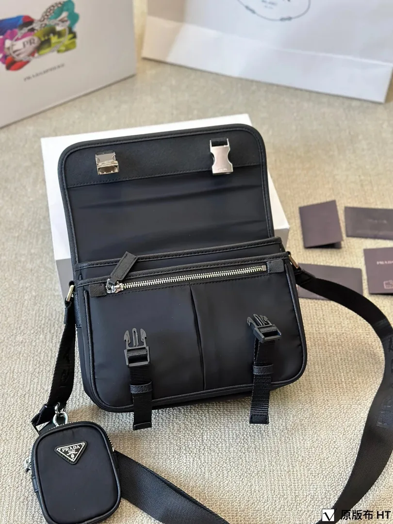 Prada Triangle Logo Hobo Messenger Bag — photo 7