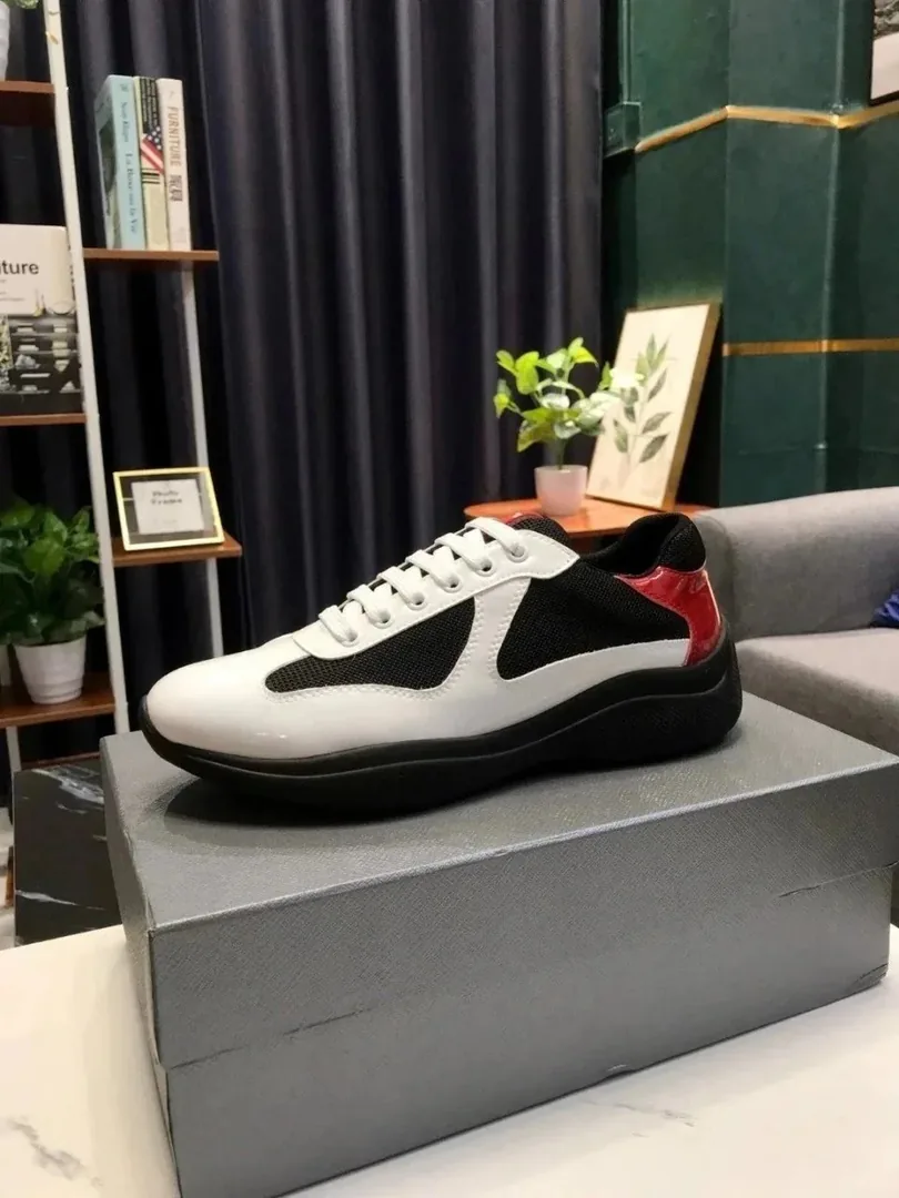 Prada Americas Cup Leather Low-Top Sneakers — Photo 12