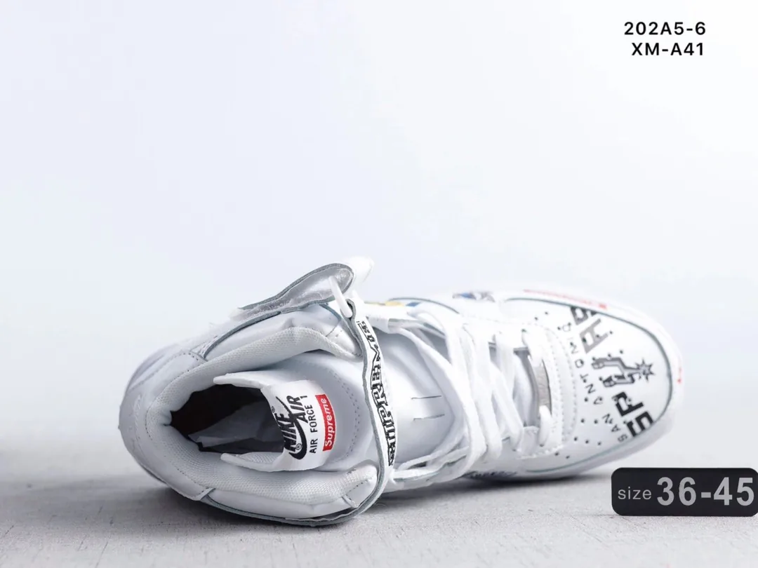 Nike Air Force 1 Mid White Navy Supreme Sneakers — QC