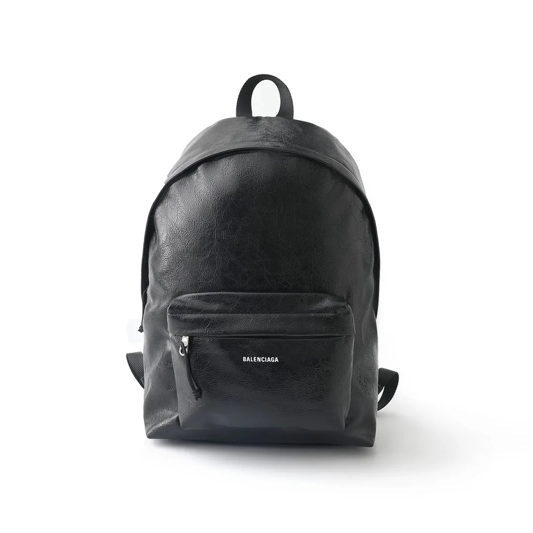 Balenciaga Logo Waxed Leather Backpack