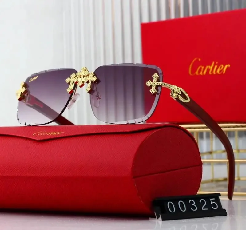 Cartier Rimless Wood Temple Sunglasses — QC