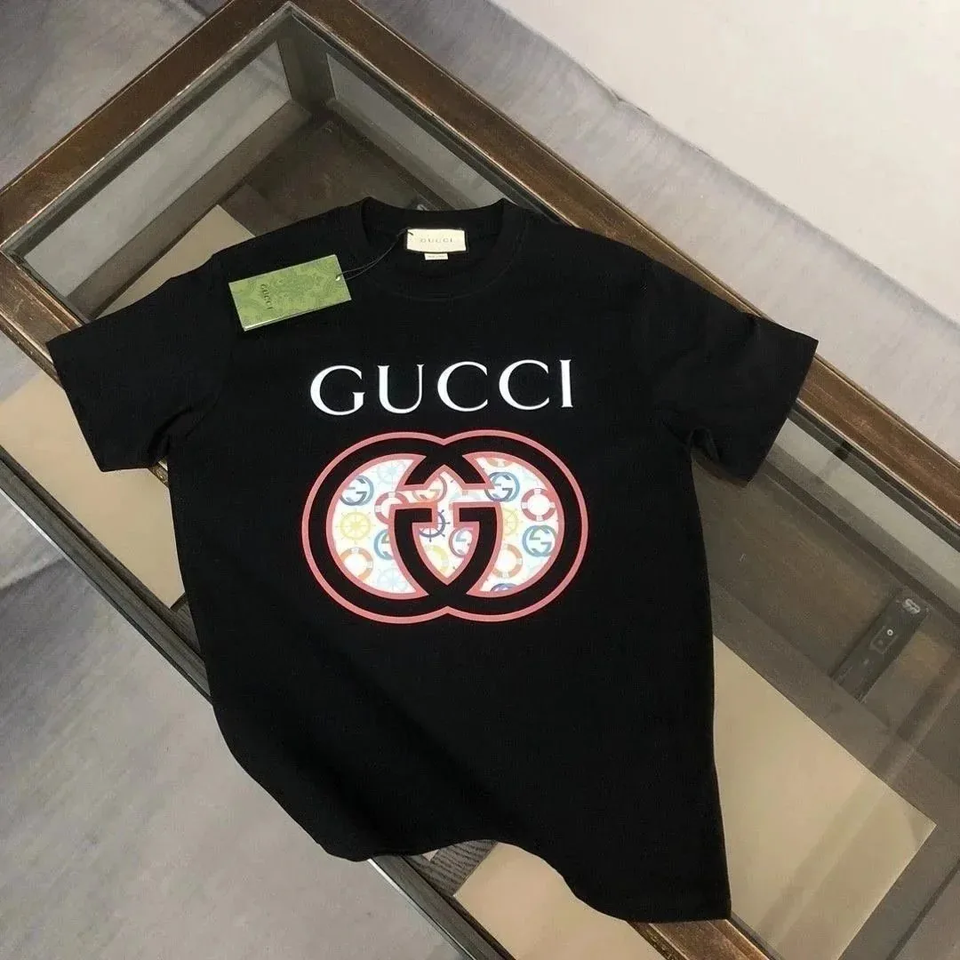 Cotton Crewneck Letter Print T-Shirt