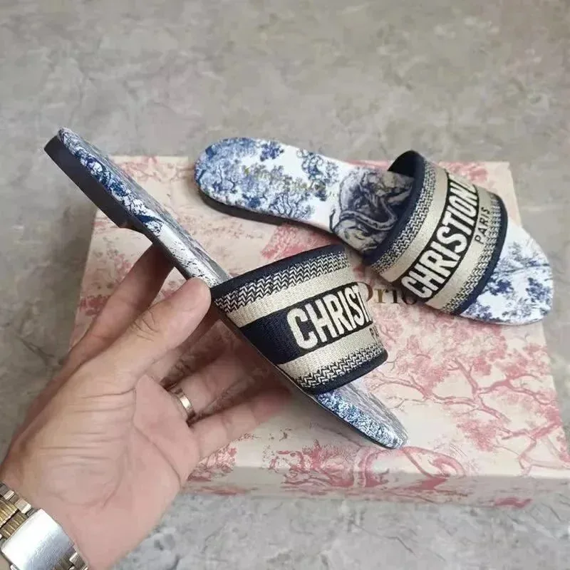 Dior Christian Dior Paris Embroidered Slides — QC