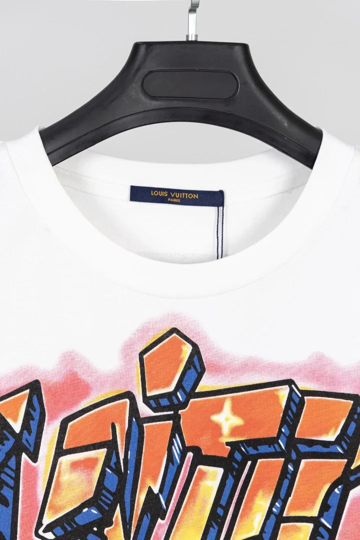 Flame Graffiti Letter Print T-Shirt — QC