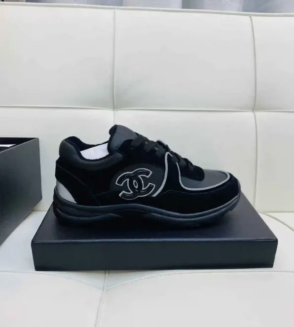 Chanel Navy Solid Low-Top Trainers — QC