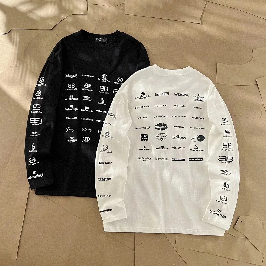 Balenciaga Allover Logo Long-Sleeve Tee — Photo 2