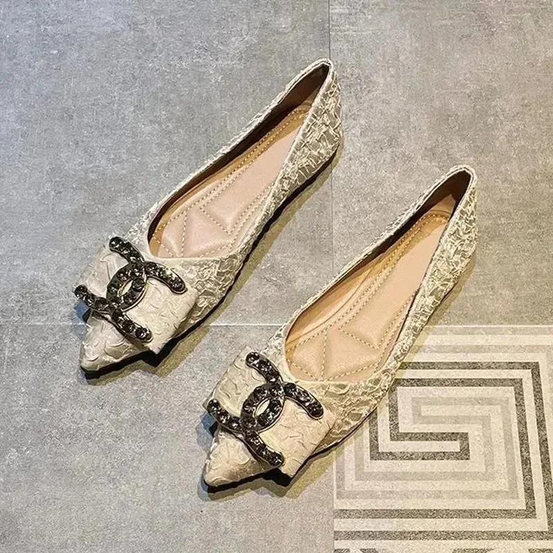 Chanel Beige Pointed-Toe Flats — QC