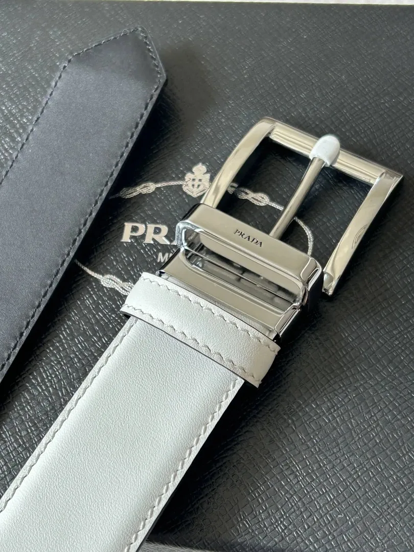 Prada Logo Buckle Leather Belt — QC