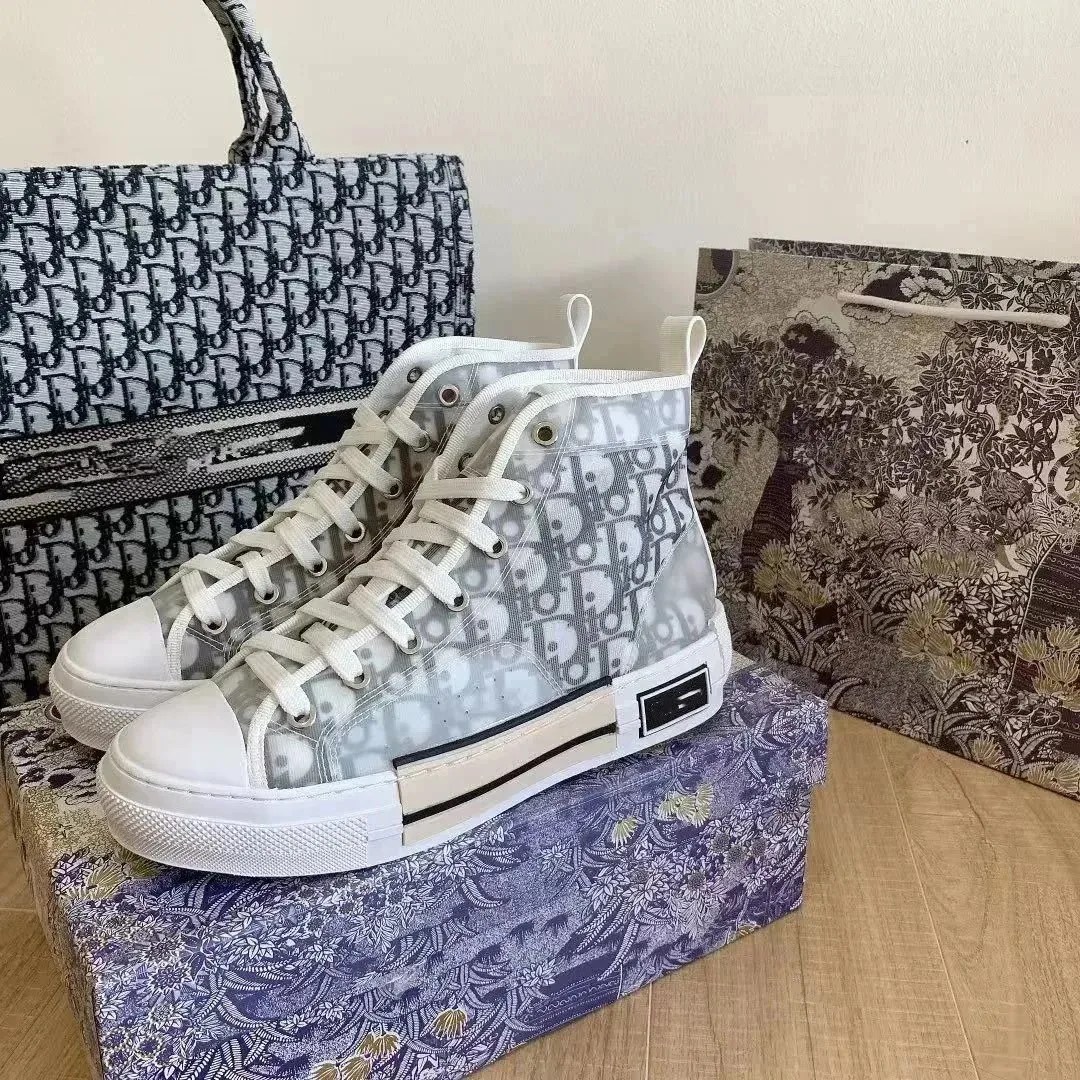 Dior B23 Grey Bee-Print Sneakers