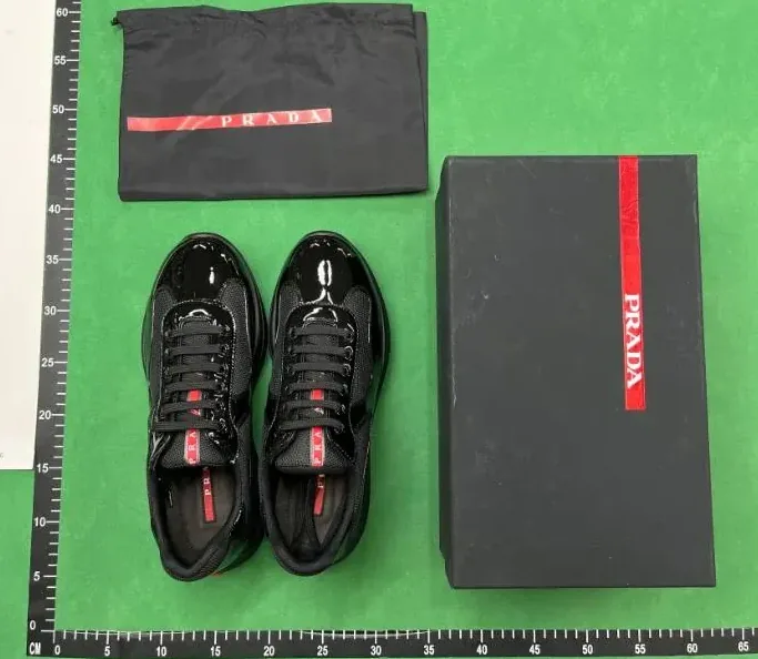 Prada Americas Cup Black Patent Sole Sneakers — QC