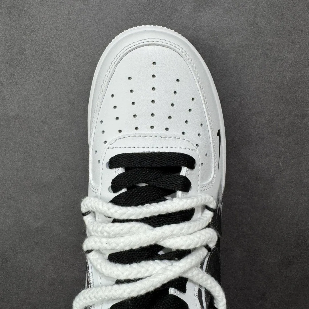 Nike Air Force 1 White Black Smile Print Sneakers — QC