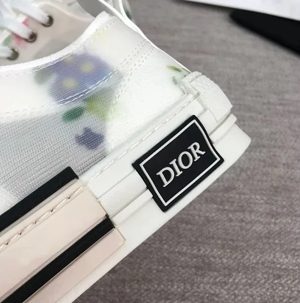 Dior B23 White Black B-23 Floral Sneakers — Photo 8