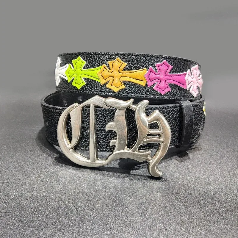Leather Cross Floral Couple Belt — Photo 2