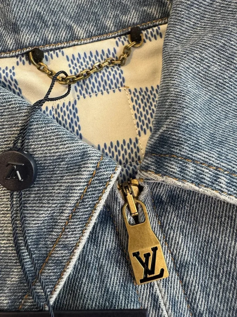 Letter Embroidered Pearl Button Denim Jacket — photo 4