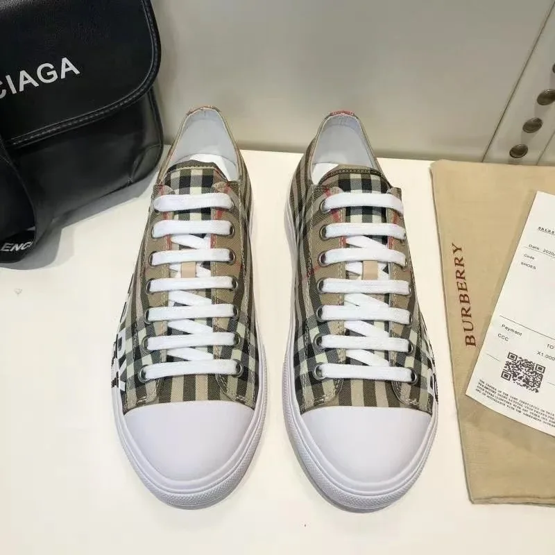 Burberry Blue Monogram Check Cotton Sneakers — Photo 6