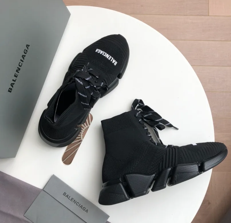 Balenciaga Speed Trainer Black White Sock Slip-Ons — photo 2