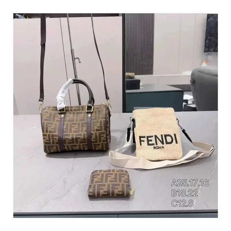 Fendi FF Zucca Boston Bag Wallet Set