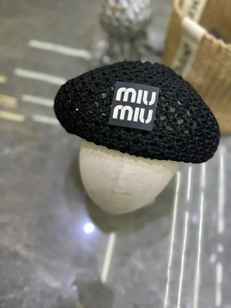Miu Miu Logo Denim Newsboy Cap Collection — QC