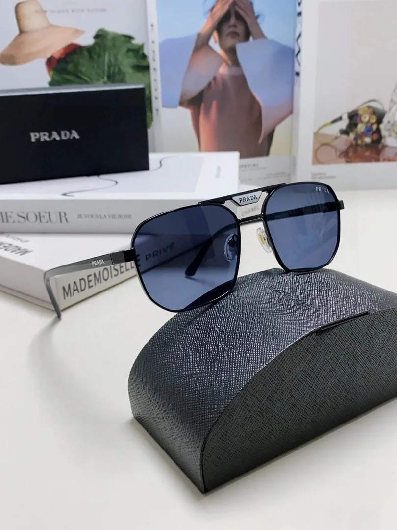 Prada Logo Square Aviator Sunglasses Blue — photo 8