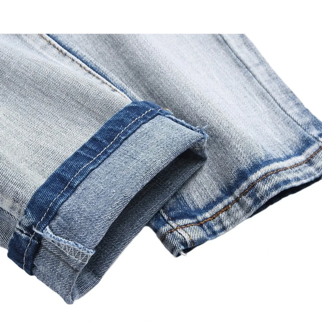 Blue Embroidered Distressed Jeans — photo 5