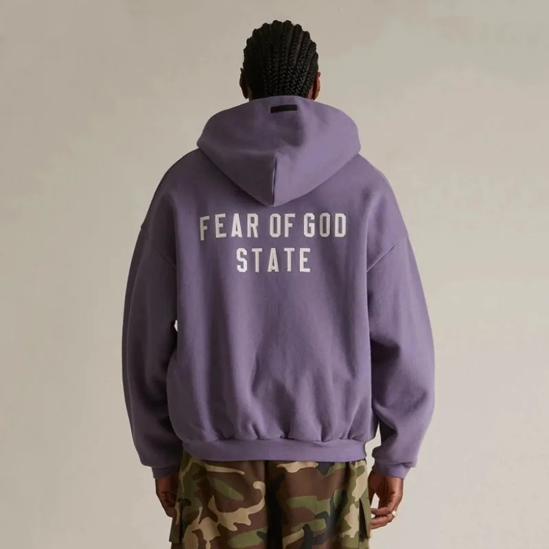Essentials Embroidered Letter Zip Hoodie