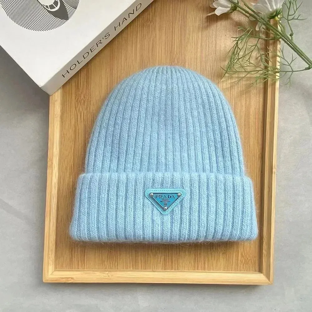 Prada Triangle Logo Knit Beanie — QC