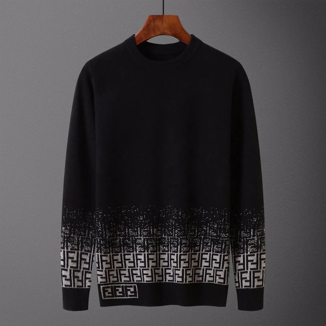 Letter Jacquard Crewneck Knit Sweater