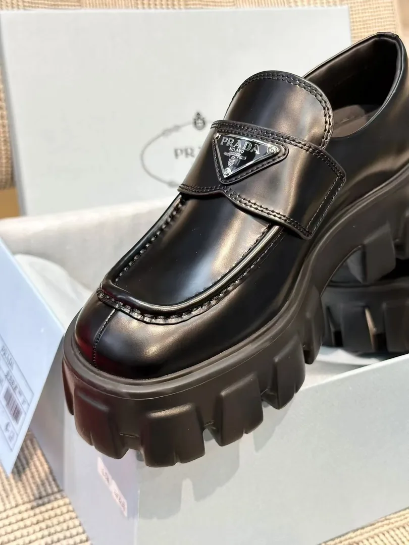 Prada Monolith Brushed Leather Loafers — QC