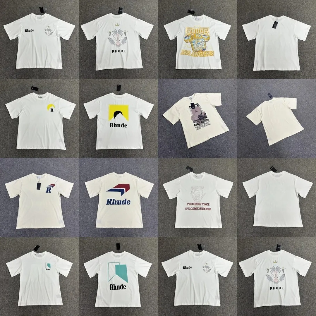 Rhude Letter Logo Print Cotton T-Shirt