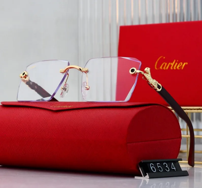 Cartier Rimless Wood Temple Sunglasses — QC