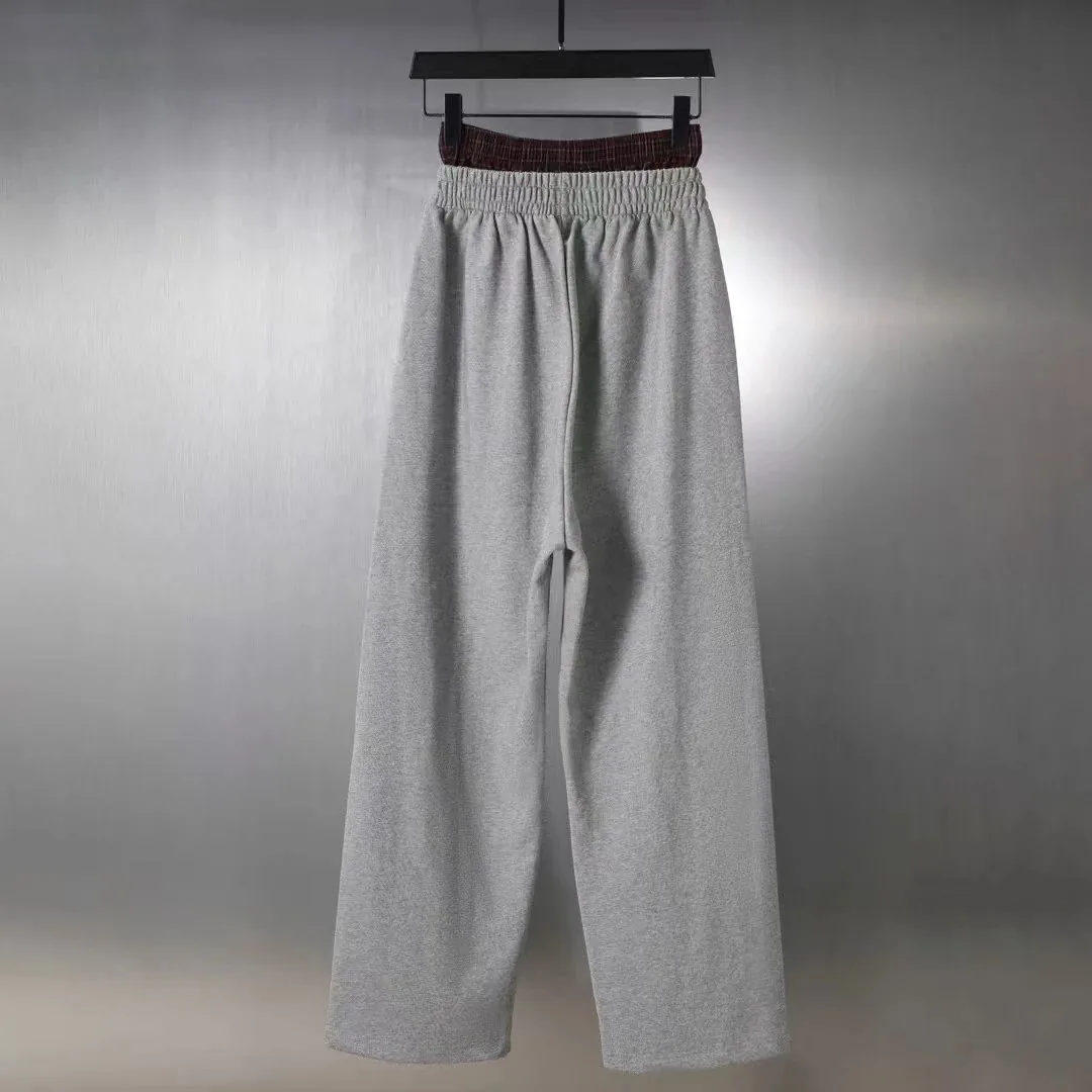 Plaid Layered Embroidered Sweatpants — Photo 3