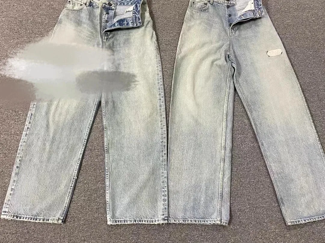 Washed Blue Straight-Leg Denim Jeans — photo 8