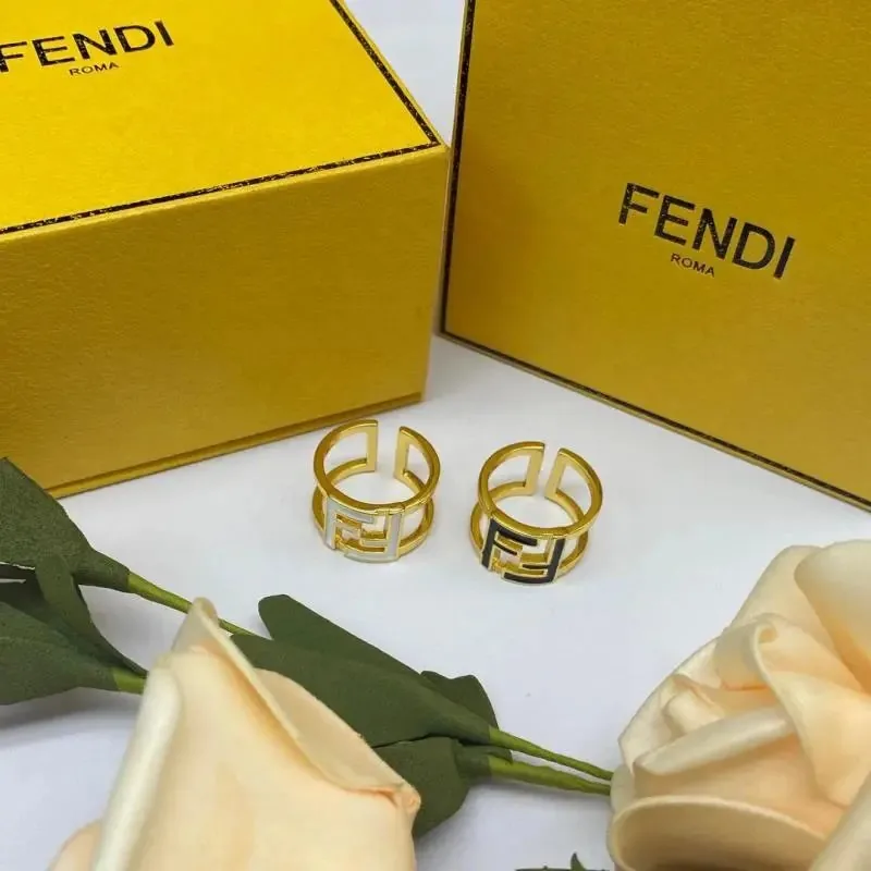 Fendi Enamel Letter Open Ring