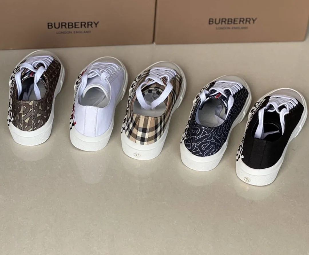 Burberry Blue Monogram Check Cotton Sneakers — Photo 13