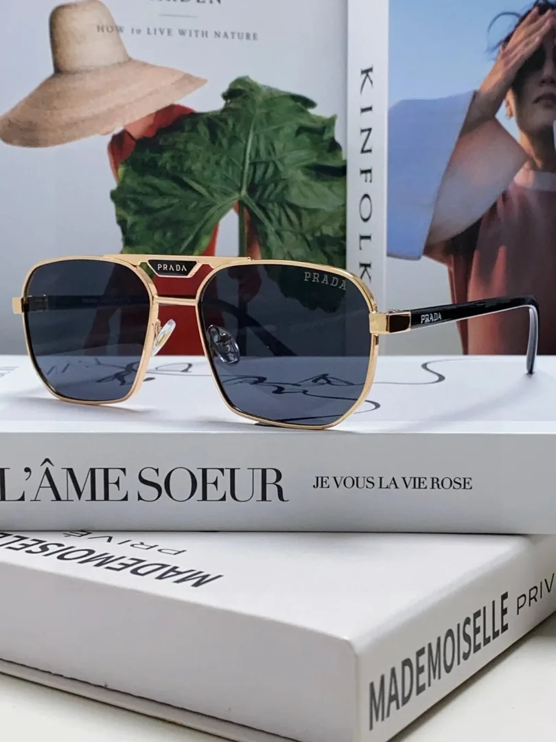 Prada Logo Square Aviator Sunglasses Blue — photo 11